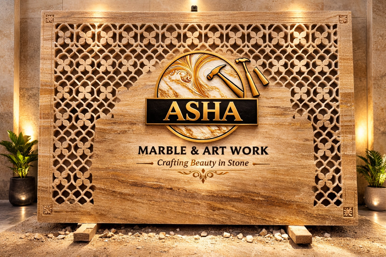 Jaisalmer Yellow Stone/Marble Jali and Roof Railing