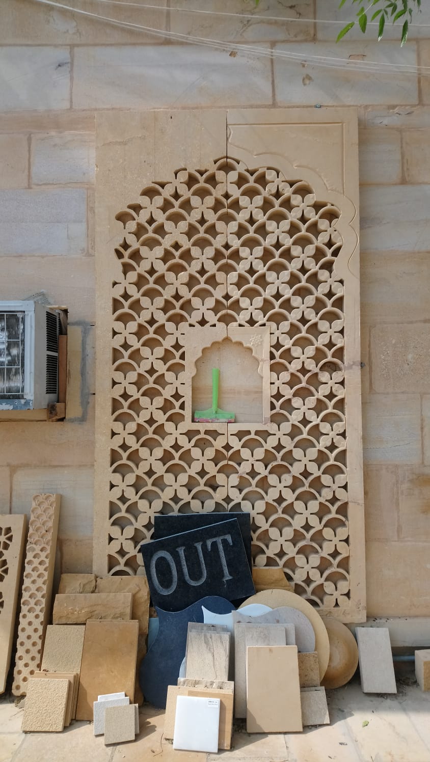 Jaisalmer Yellow Stone/Marble Jali and Roof Railing